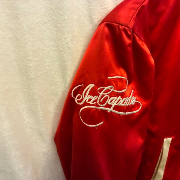 Vintage Ice Capades skater’s red + cream reversible satin bomber jacket - small - Picture 3 of 15